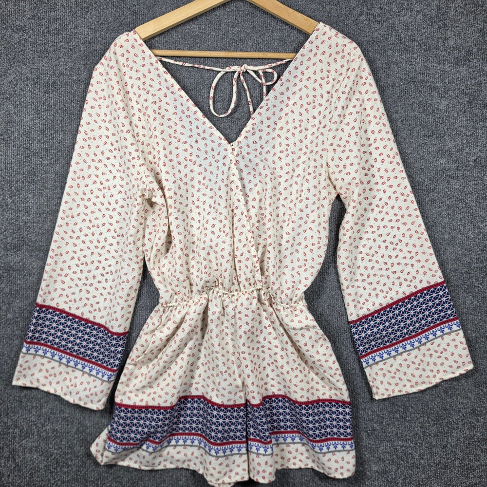 Fraiche by J Romper Womens Medium Geometric Made in USA Boho Ethereal Coastal